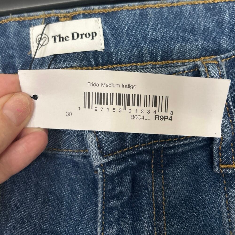 The Drop Frida Wide Leg High Waist Stretch Front Seam Jeans Medium Indigo 30 New - Picture 10 of 12